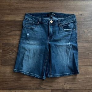 1822 Blue Denim Shorts Bermuda Long Distressed